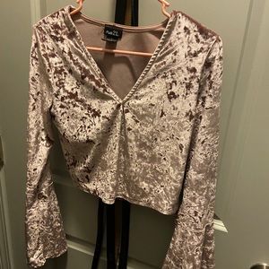 Blush velvet crop top